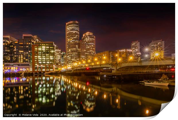 BOSTON Harborwalk Nightscape  Print by Melanie Viola