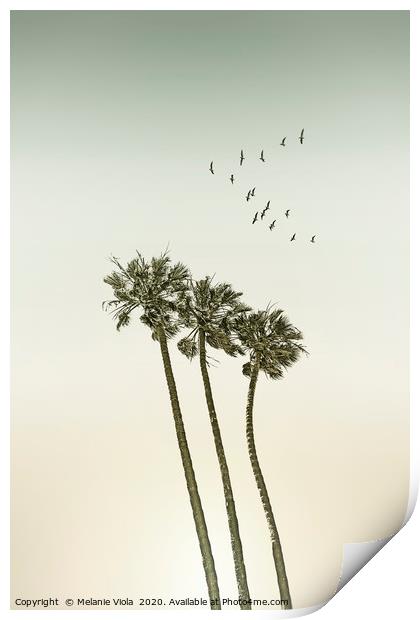 Vintage palm trees at sunset Print by Melanie Viola