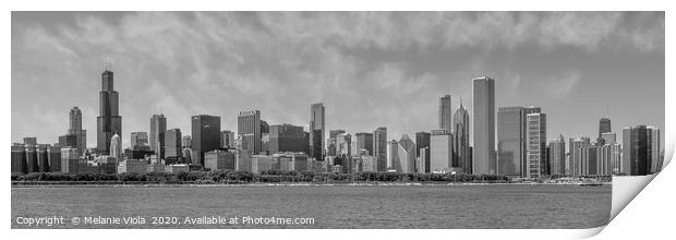 Chicago Skyline | Panorama Monochrome Print by Melanie Viola