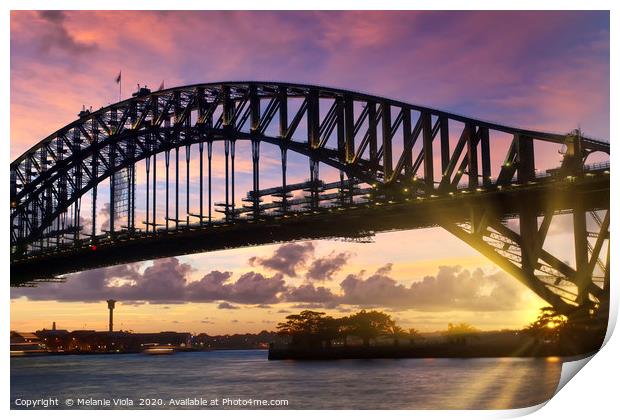 Sydney Harbor Bridge at sunset Print by Melanie Viola