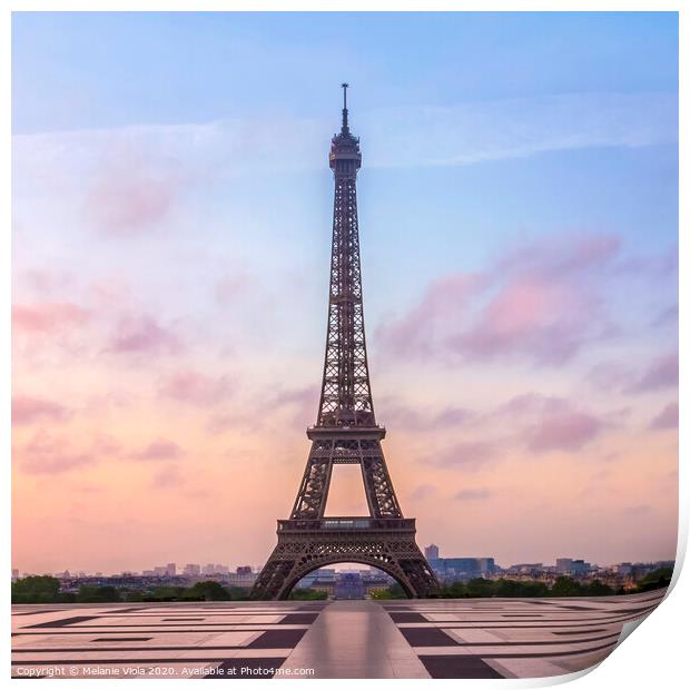 Eiffel Tower Sunrise Print by Melanie Viola