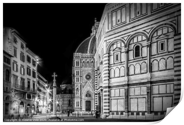 FLORENCE Saint Mary of the Flowers & Baptistery in the evening Print by Melanie Viola