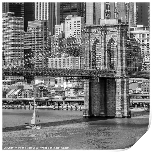 NEW YORK CITY Brooklyn Bridge and East River Print by Melanie Viola