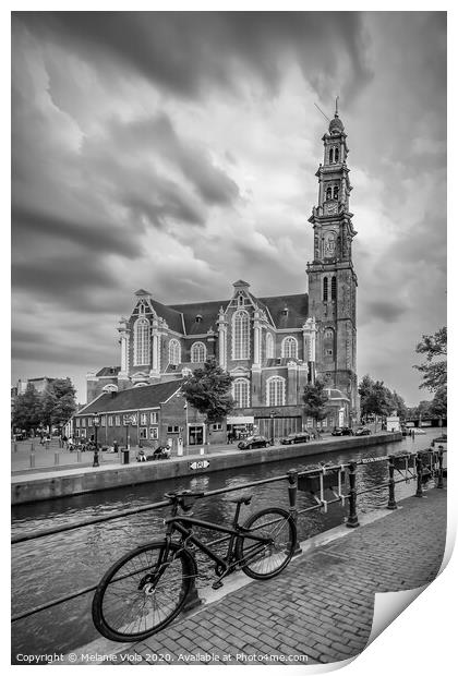AMSTERDAM Westerkerk and Prinsengracht | monochrome Print by Melanie Viola