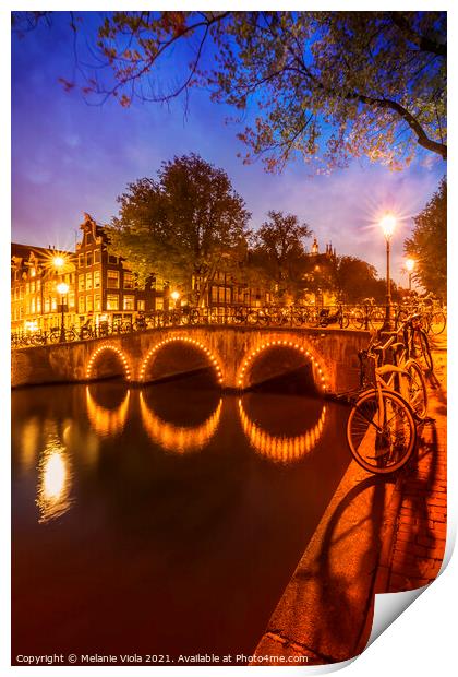 AMSTERDAM Idyllic nightscape from Keizersgracht  Print by Melanie Viola