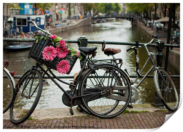 Amsterdam bikes Print by Peter Towle