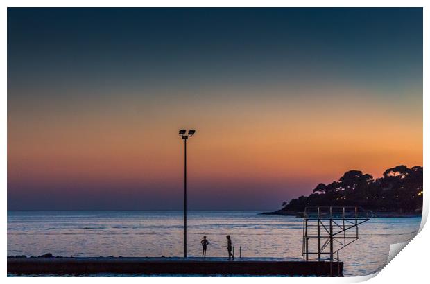 Sunset over The Adriatic Sea, Porec, Croatia Print by Pauline MacFarlane