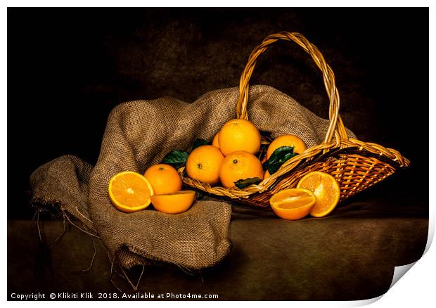 Oranges still life Print by Angela H