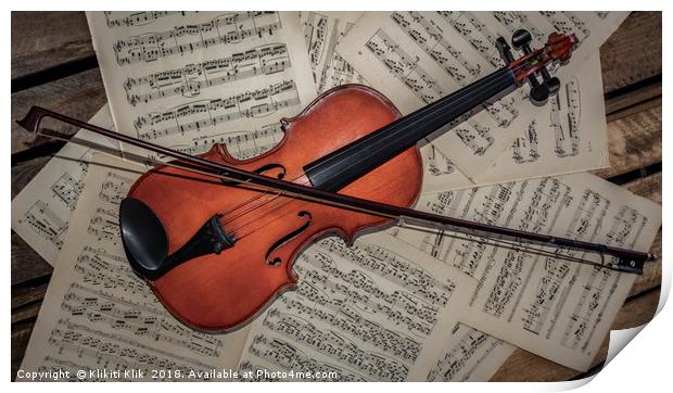 Violin and sheet music Print by Angela H