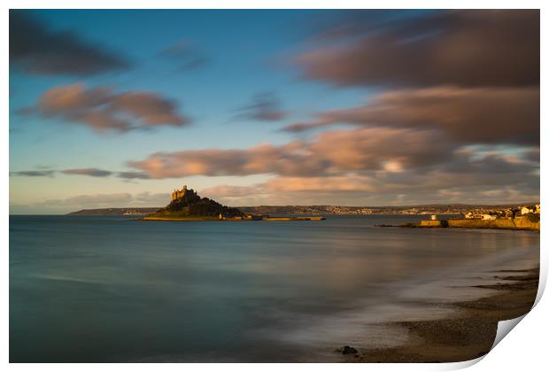 Moving clouds over St Michael's Mount  Print by Michael Brookes