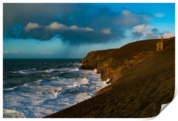 Storm at Wheal Coates Print by Michael Brookes