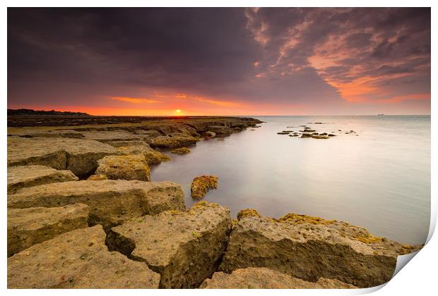Whitecliffe Bay Sunrise Print by Michael Brookes