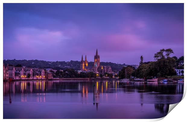Truro cathedral river view Print by Michael Brookes