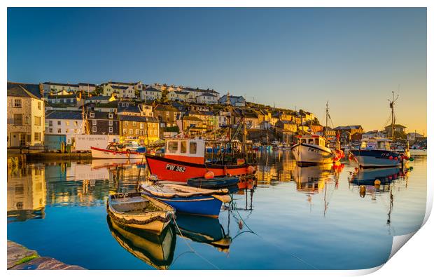 Golden dawn Mevagissey Print by Michael Brookes