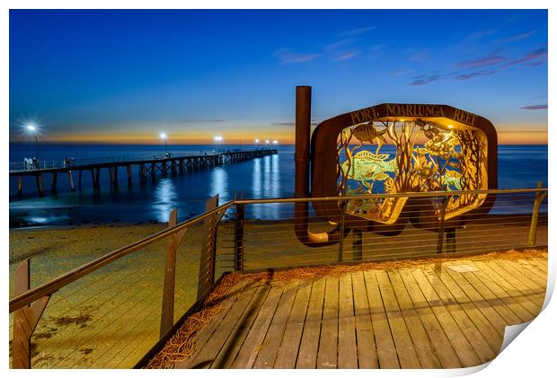Beach graphic Port Noarlunga,  Adelaide South Aust Print by Michael Brookes