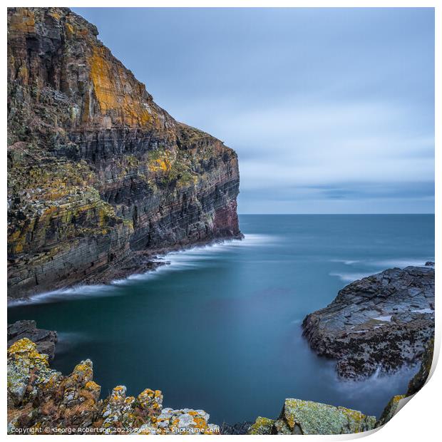 The dramatic cliffs at Whaligoe Haven  Print by George Robertson