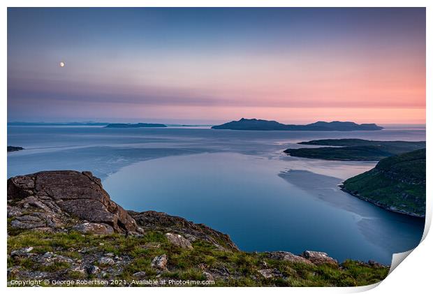Sunset over the Isle of Rum and Eigg Print by George Robertson