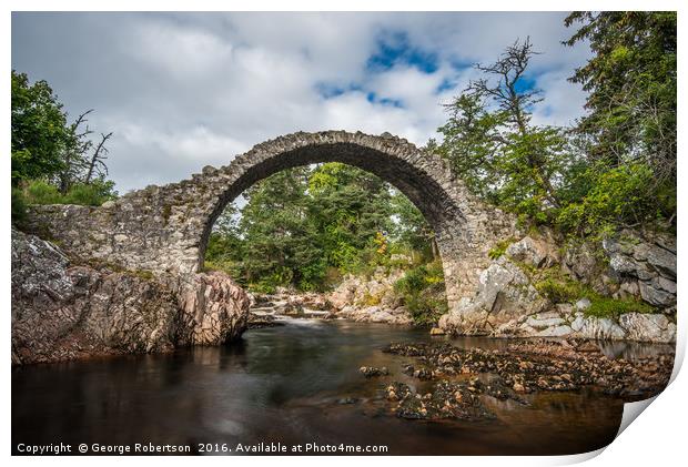 Old stone bridge in the village of Carrbridge Print by George Robertson