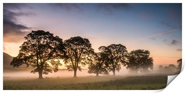 Mist in the Fields at Sunrise Print by George Robertson