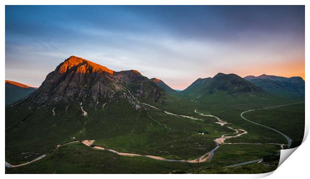 Alpenglow on Buachaille Etive Mor  Print by George Robertson