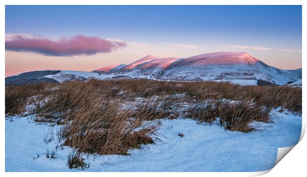 Winter Sunrise on Skiddaw Print by George Robertson