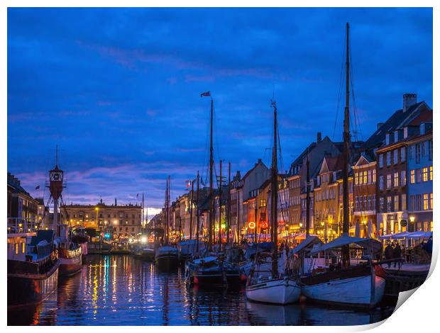 The old harbour area of Nyhavn in Copenhagen Print by George Robertson