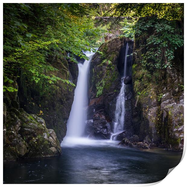 The Grot, Waterfall at Rydal Hall in the Lake Dist Print by George Robertson