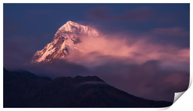 Clouds clearing on Annapurna South Print by George Robertson