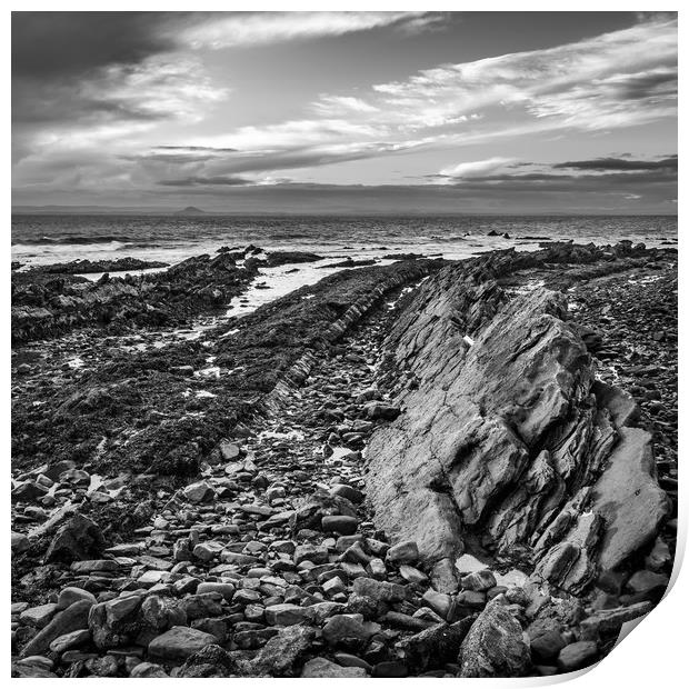 Fault lines in the rocks at St Monans Print by George Robertson