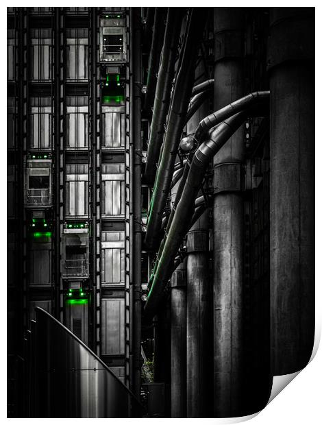 Elevators at The Lloyds Building Print by George Robertson