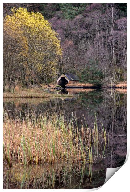 Old Boathouse on Loch Chon, Scotland Print by George Robertson