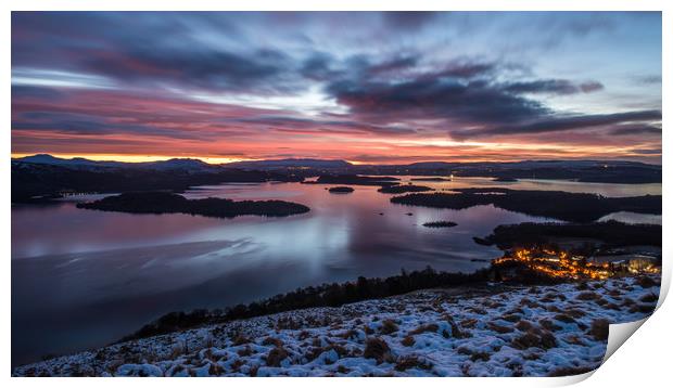 Winter sunrise on Loch Lomond Print by George Robertson