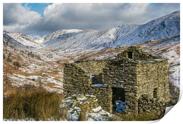 Old Stone Barn on Kirkstone Pass Print by George Robertson
