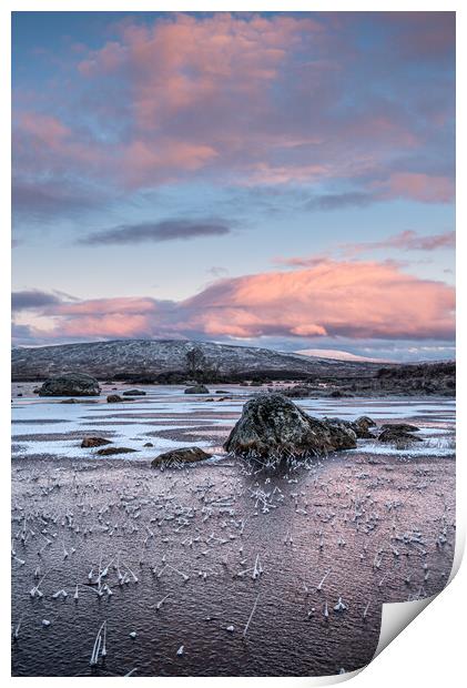 First light on a frozen Lochan Print by George Robertson