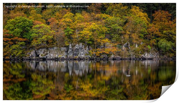 Autumn at the Iron Cross on Loch Ard Print by George Robertson