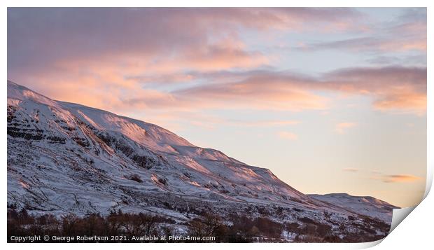 Winter sunrise on the The Campsie Fells Print by George Robertson