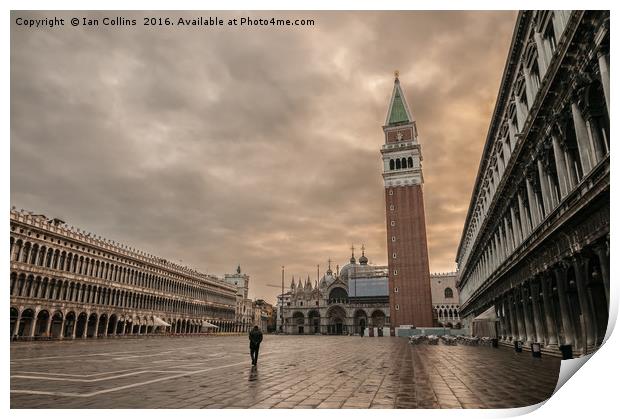 Early Morning in St Mark's Square Print by Ian Collins