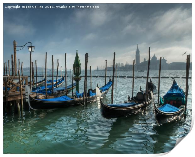 Gondolas, Venice Print by Ian Collins