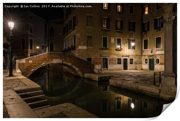 Ponte Santa Maria Nova at Night, Venice Print by Ian Collins