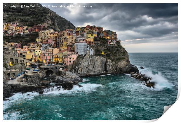 Stormy Early Morning in Manarola Print by Ian Collins