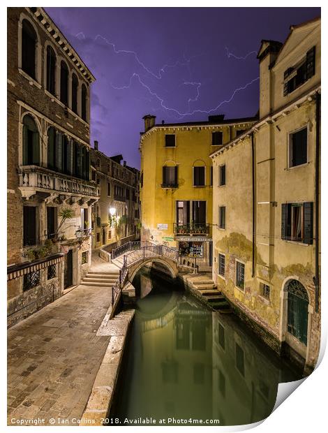 Lightning over Venice Print by Ian Collins