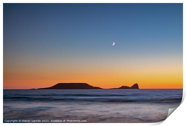 The moon at Worms Head Print by Dan Santillo