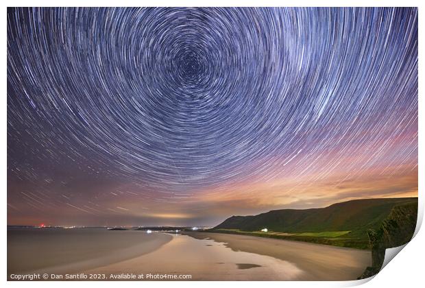 Rhossili Bay Star Trails Print by Dan Santillo