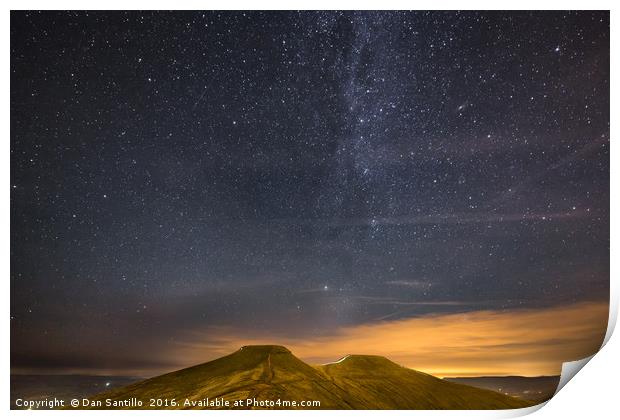 Corn Du and Pen y Fan at Night Print by Dan Santillo