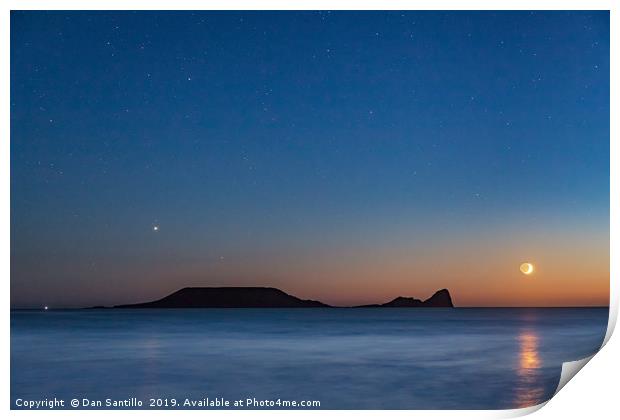 Worms Head with the Moon Setting Print by Dan Santillo