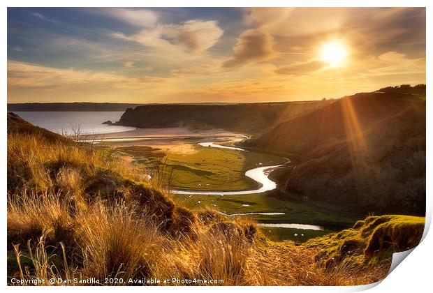 Pennard Pill, Three Cliffs Bay Print by Dan Santillo