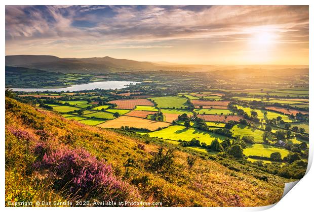 Llangorse Lake from Mynydd Llangorse Print by Dan Santillo