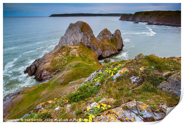 Three Cliffs Bay, Gower Print by Dan Santillo