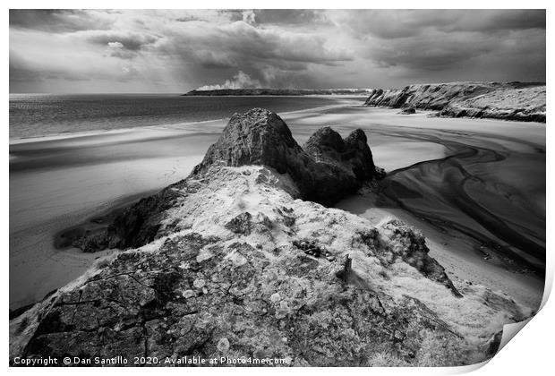 Three Cliffs Bay, Gower, Wales Print by Dan Santillo