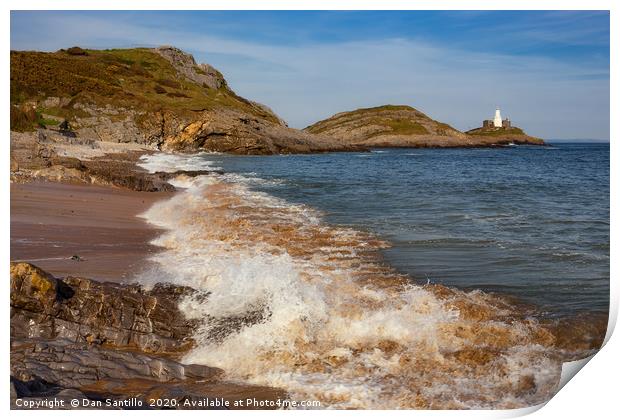 Mumbles Lighthouse, Bracelet Bay, Wales Print by Dan Santillo